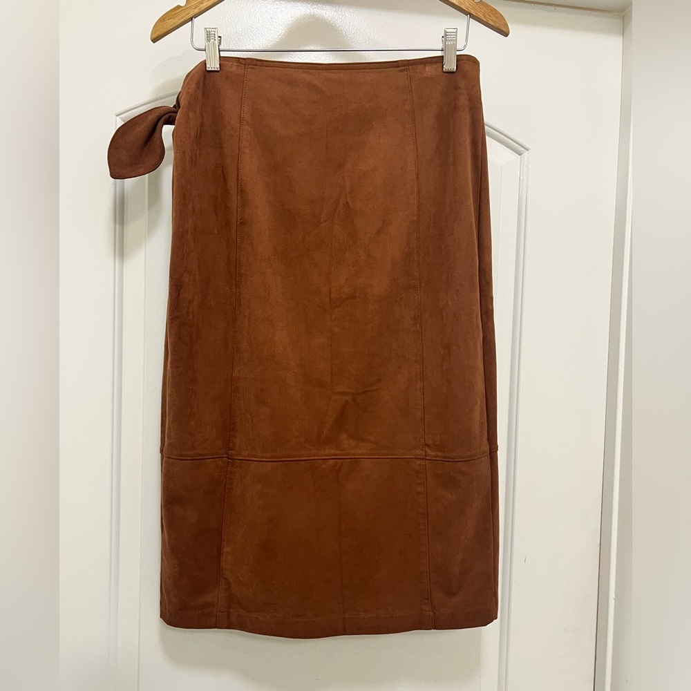 Anthropologie By Anthropologie Lauren Sueded Wrap Midi Skirt - Picture 7 of 13